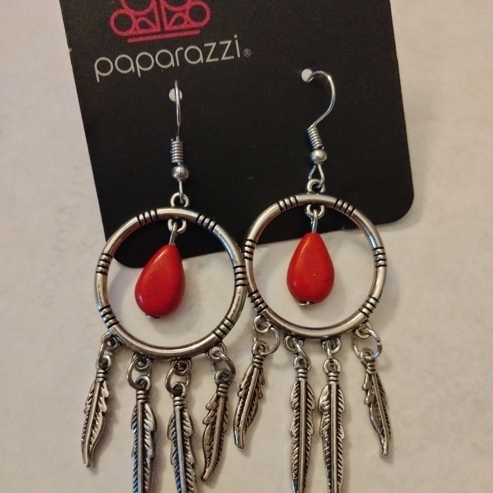 Silver feather earrings